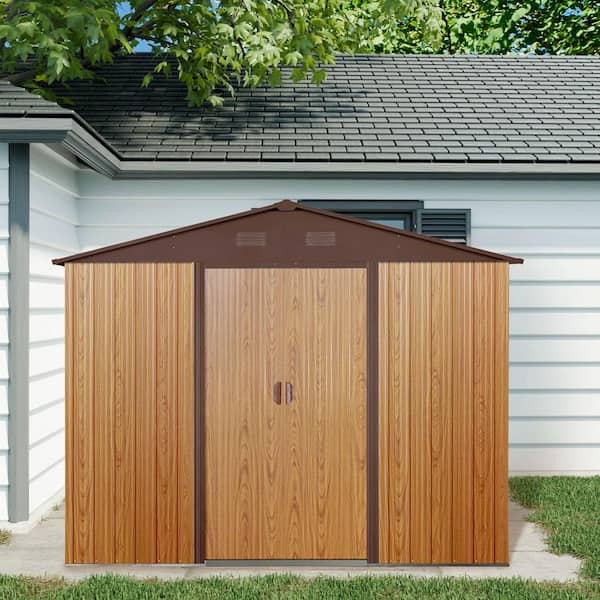 DIEP TALON フレーム ダークブラウン クインサイズ IMAGACFUN Outdoor Storage Shed 8 ft. W x 10 ft. D Metal Shed with