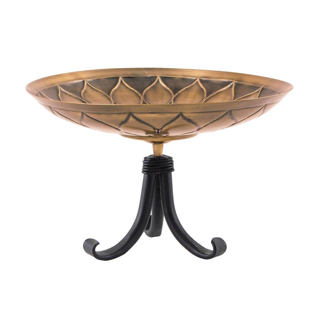 Achla Designs 16 in. Dia Antique and Patina African Daisy Birdbath with  Tripod Stand BB-09-TR