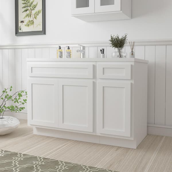 Vanity Art 45 in. W x 21 in. D x 32.5 in. H Bath Vanity Cabinet without Top in White