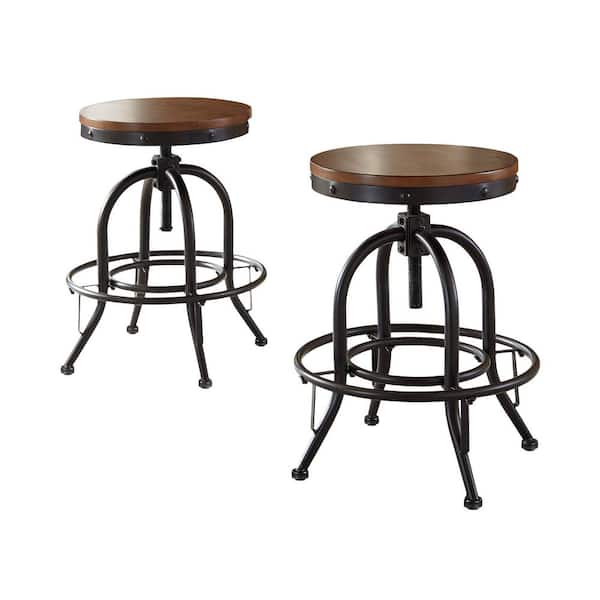 Valebeck Black/Brown MDF Counter Height Bar Stool
