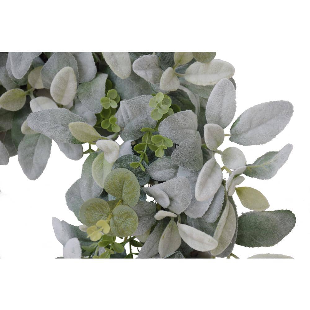 22" Green Artificial Lambs Ear Wreath with Foliage