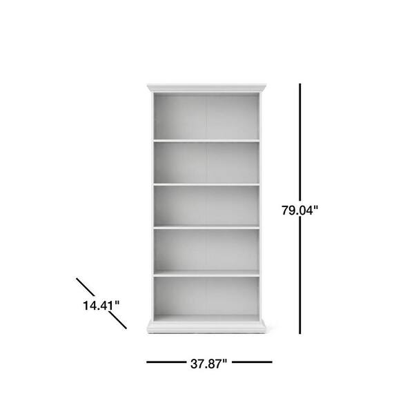 Tvilum Sonoma White 5 Shelf Bookcase, Height Between Shelves Bookcase