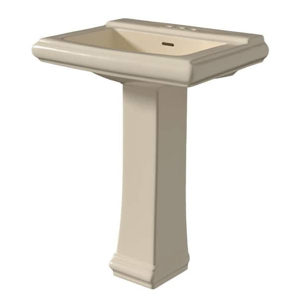 Aguamaph 19 in. D x 26 in. W Pedestal Combo Bathroom Sink in Bone