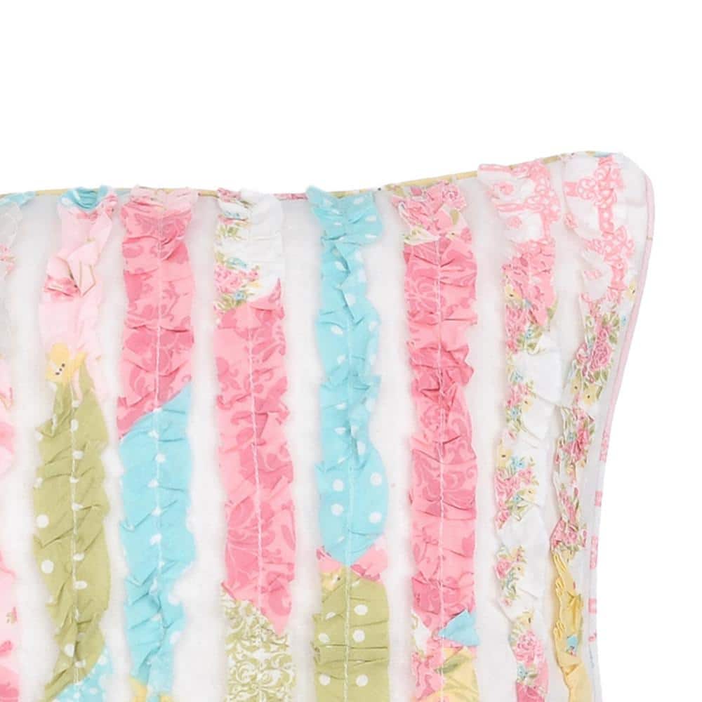 Pastel Ruffled Cotton Kids Decorative Pillow 18x18