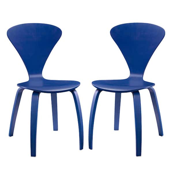 MODWAY Vortex Mid-Century Modern Two Kitchen and Dining Room Chairs in Blue