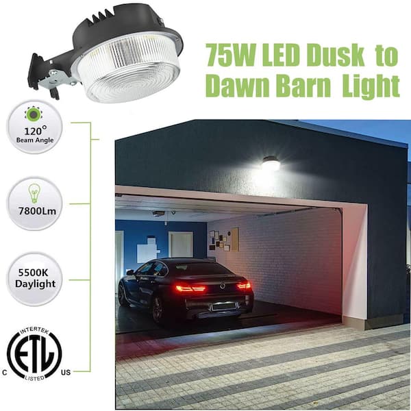 WYZM 500 Watt Equivalent Integrated LED Black Dusk to Dawn Area