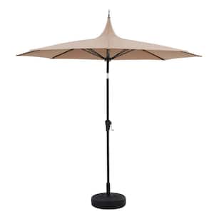 9 ft. Wide Crank Handle Market Patio Umbrella with Pagoda Tip in Beige
