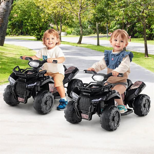 7.3 in. 12-Volt Kids ATV Quad Electric Ride On Car Toy Toddler with LED Light and MP3 Black
