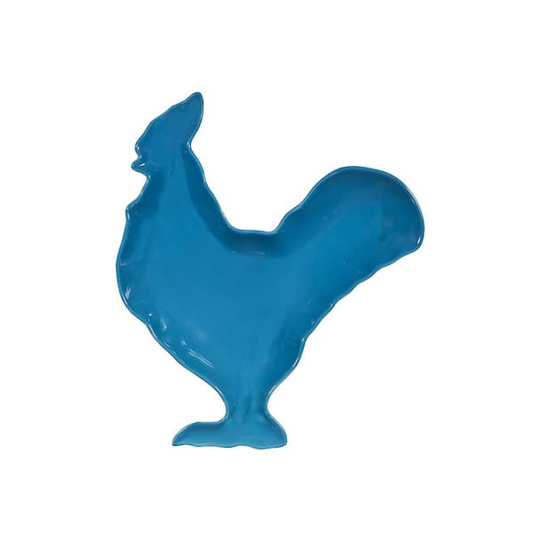 HOME ESSENTIALS AND BEYOND Brights 12 in. Aqua Rooster Plate