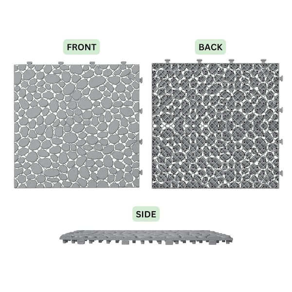 Amucolo 12 in. x 12 in. Waterproof Composite Interlocking Deck Tiles in Gray for Bathroom Shower Balcony Porch (Set of 60 Tiles)