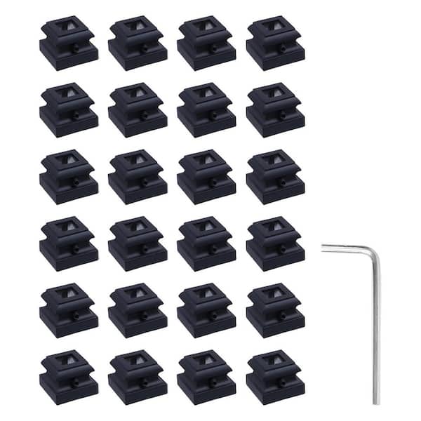 1/2 in. Square Baluster Shoes Matte Black Wrought Iron Stair Railing Kit Indoor Outdoor Use 24-Pieces