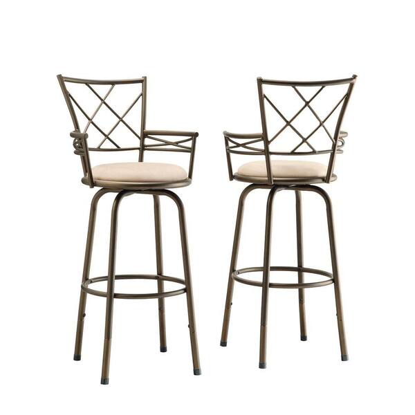 HomeSullivan Brown Double Cross Back Swivel Bar Stool (Set of 2)-DISCONTINUED