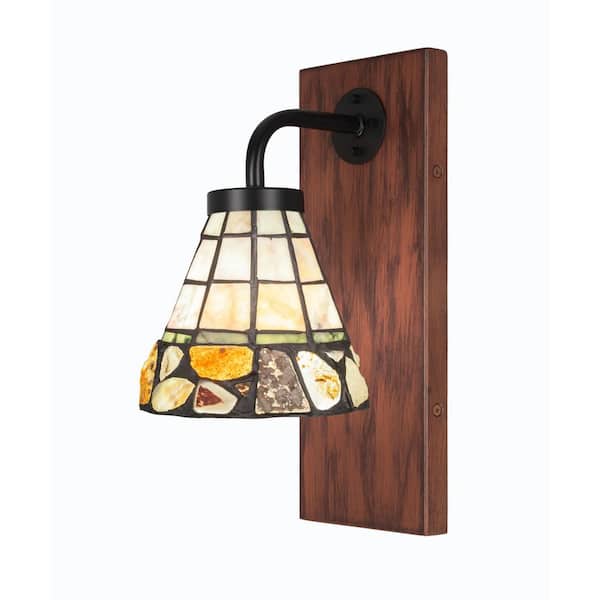 Unbranded Kirby 1-Light Matte Black and Painted Wood-look Metal Wall Sconce