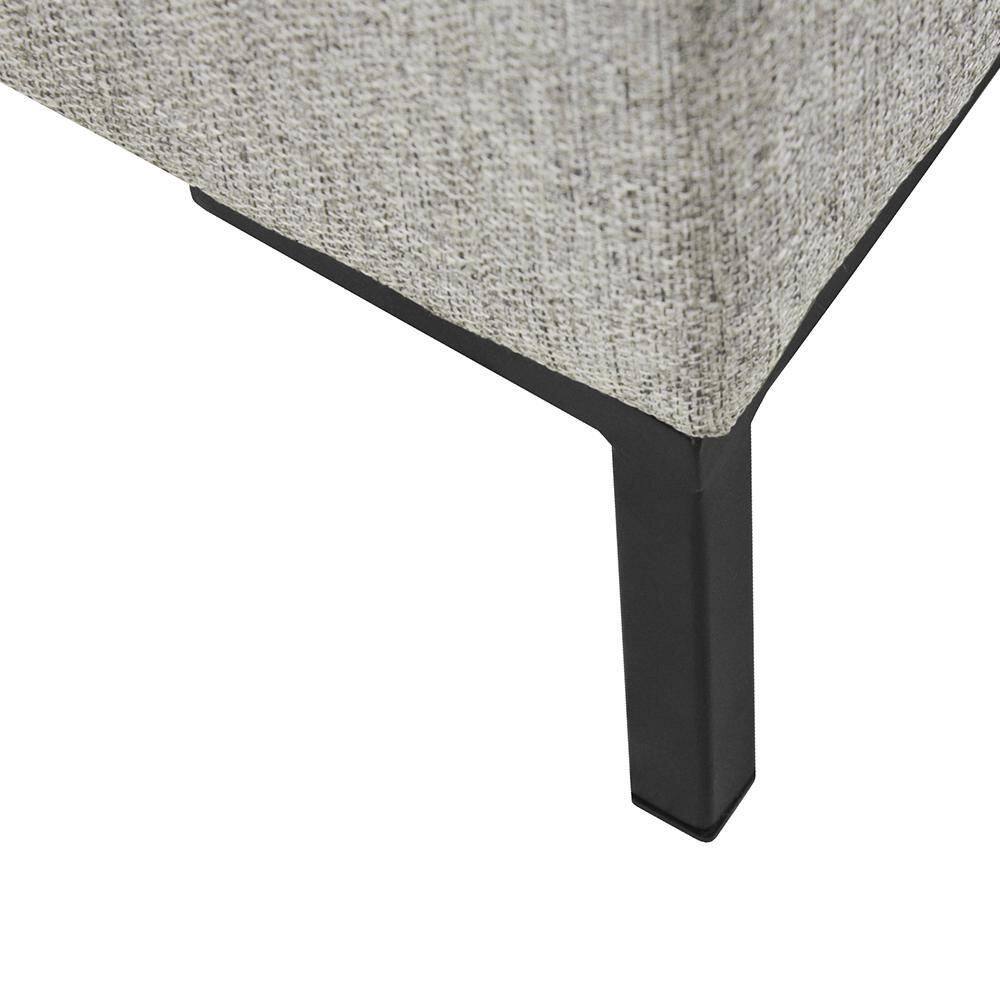 Gray Woven Medium Storage Bench with Black Metal Legs