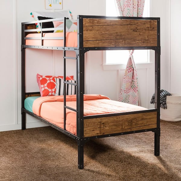 Walker Edison Furniture Company Rustic, Metal Vs Wood Bunk Beds