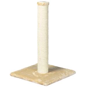 Parla Cat Scratching Post : For Indoor Cats : Plush Covered Base and Sisal Post : Beige : 24 inches Tall