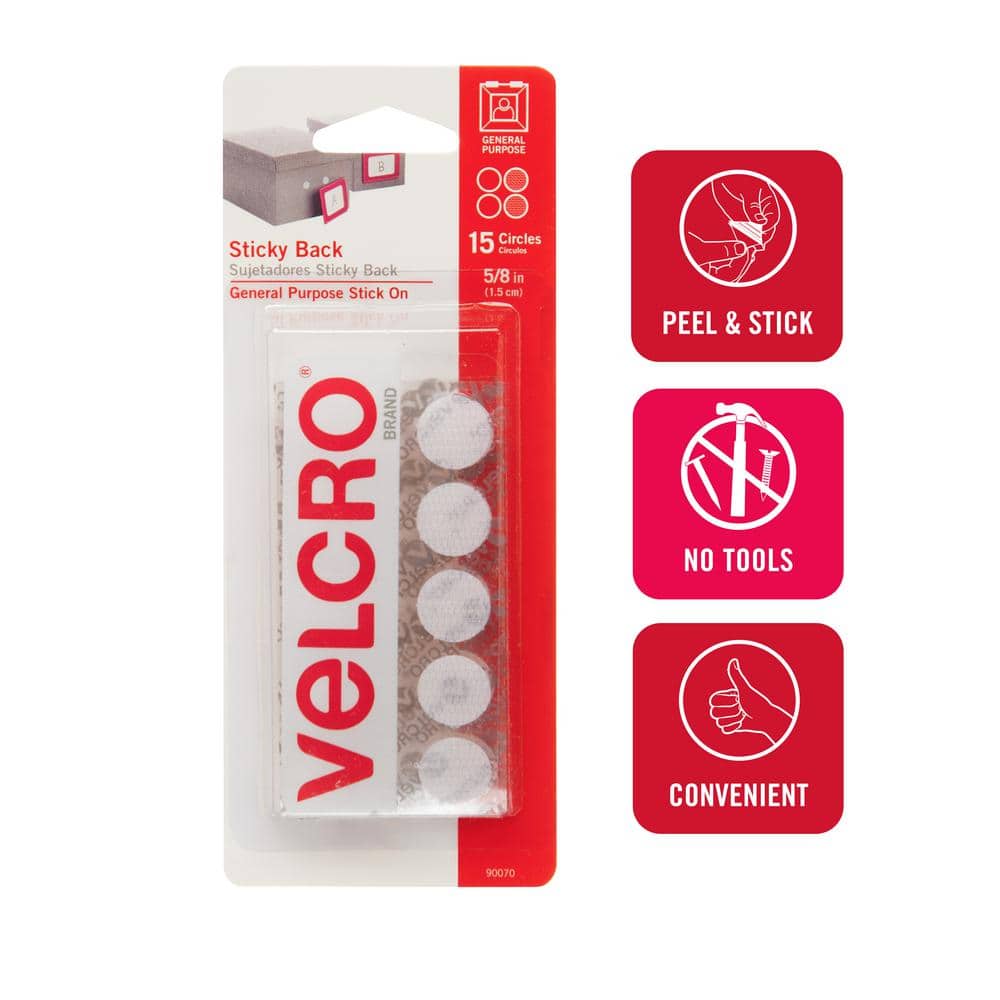 VELCRO Brand STICKY BACK Fasteners 58 Coin White Pack of 15 - Office Depot