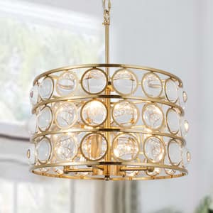 Indianapolis 4 -Light Unique/Statement&Kitchen Island Drum Glam Chandelier With Crystal Accents