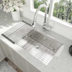 32 in. Undermount Single Bowl 16-Gauge Stainless Steel Kitchen Sink ...