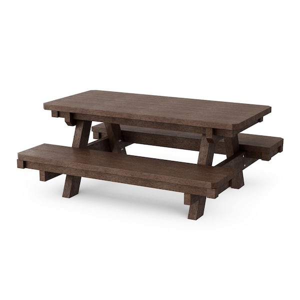 Heritage 48 in. Tudor Brown Rectangle HDPE Plastic Child's Picnic Table Seats 6-Kids