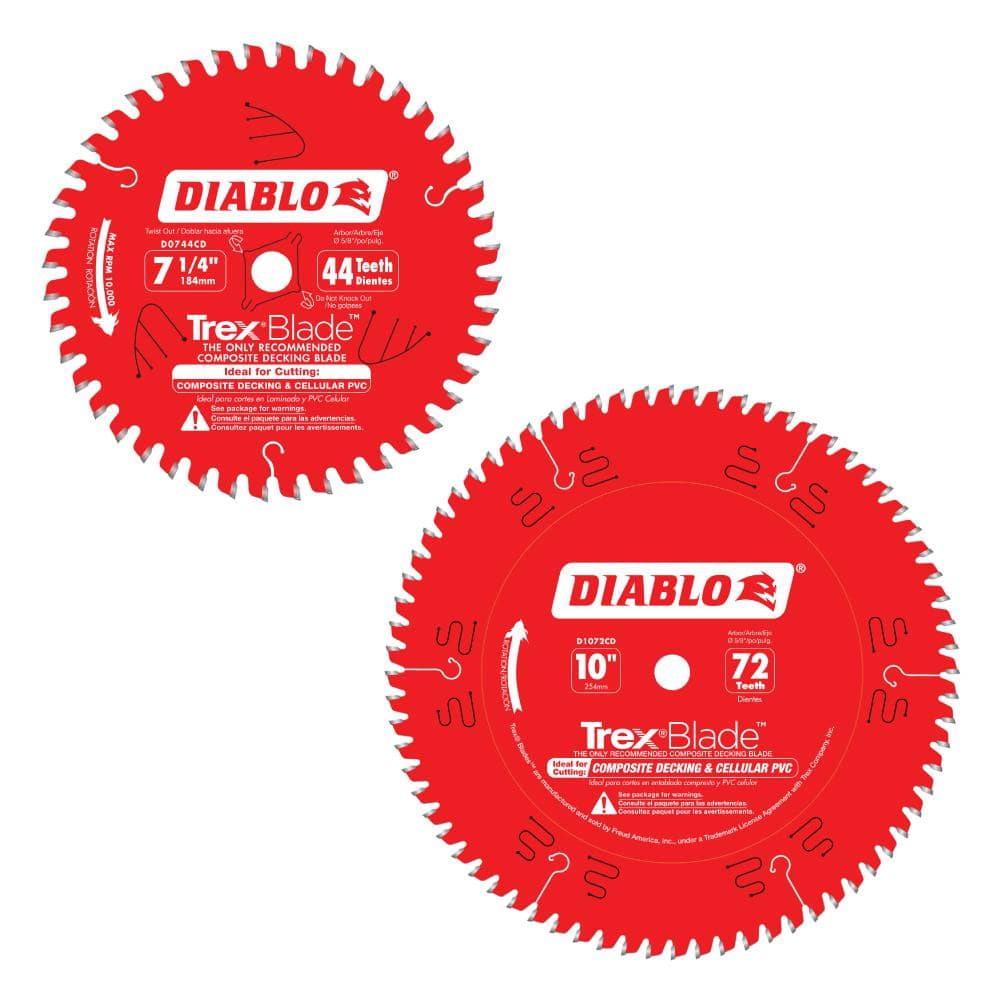 DIABLO 71/4 in. x 44Tooth and 10 in. x 72Tooth TREX Composite