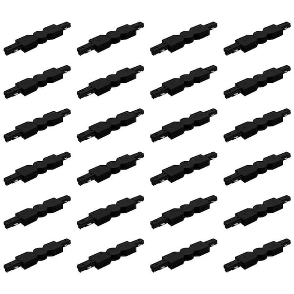 H Track Light Adjustable Connector, Single Circuit 3-Wire Track Light Accessories, 120V Live Power Source, Black 24 Pack