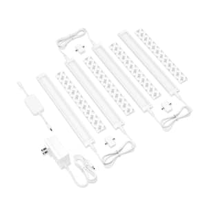 Works with Alexa, 12 in. White Smart Dimmable LED Under Cabinet Lighting Kit, Google Cool White (6000K) (4-Pack)