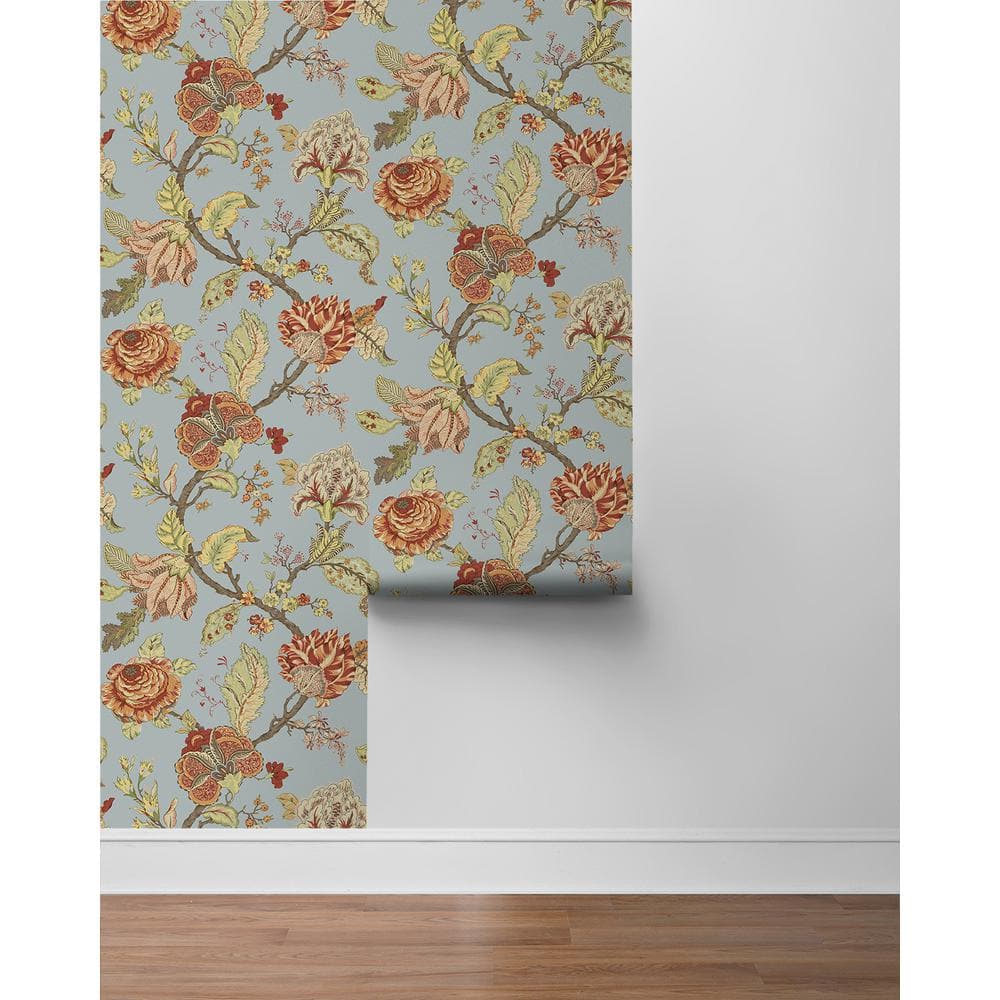 Blue Dusk Floral Vinyl Self-Adhesive Peel and Stick Wallpaper