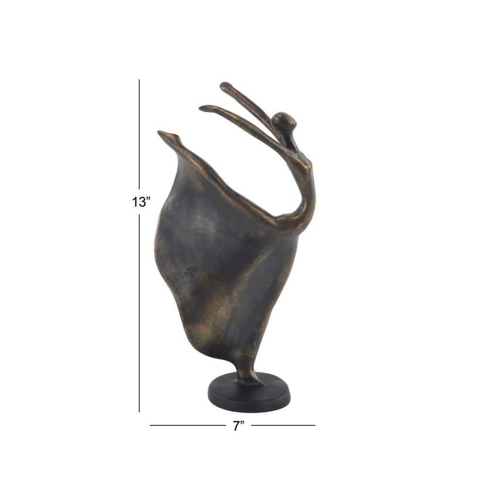 13" Brass Polystone Dancer Sculpture with Metallic Gold Finish