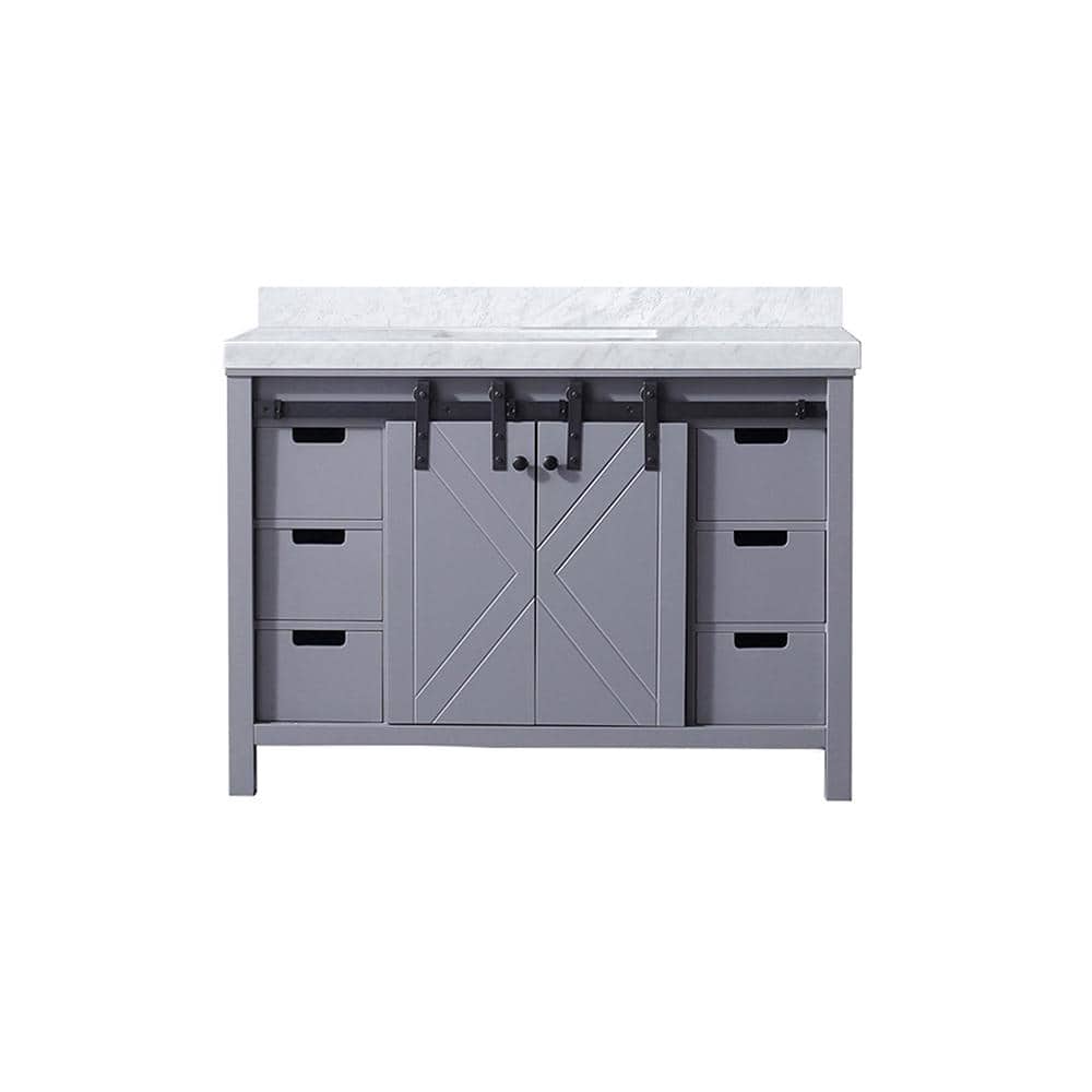 Marsyas 48" Dark Gray Single Vanity with Carrara Marble Top