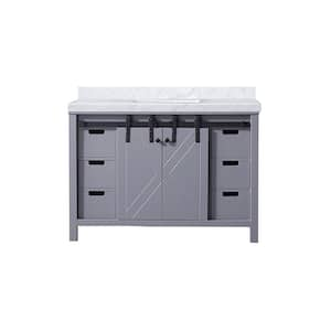 Marsyas 48 in W x 22 in D Dark Grey Bath Vanity and Carrara Marble Countertop