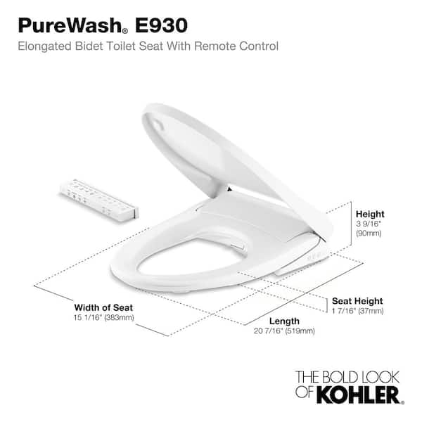 Purewash E930 Elongated Electric Plug-In Bidet Front Toilet Seat with Remote Control in Biscuit