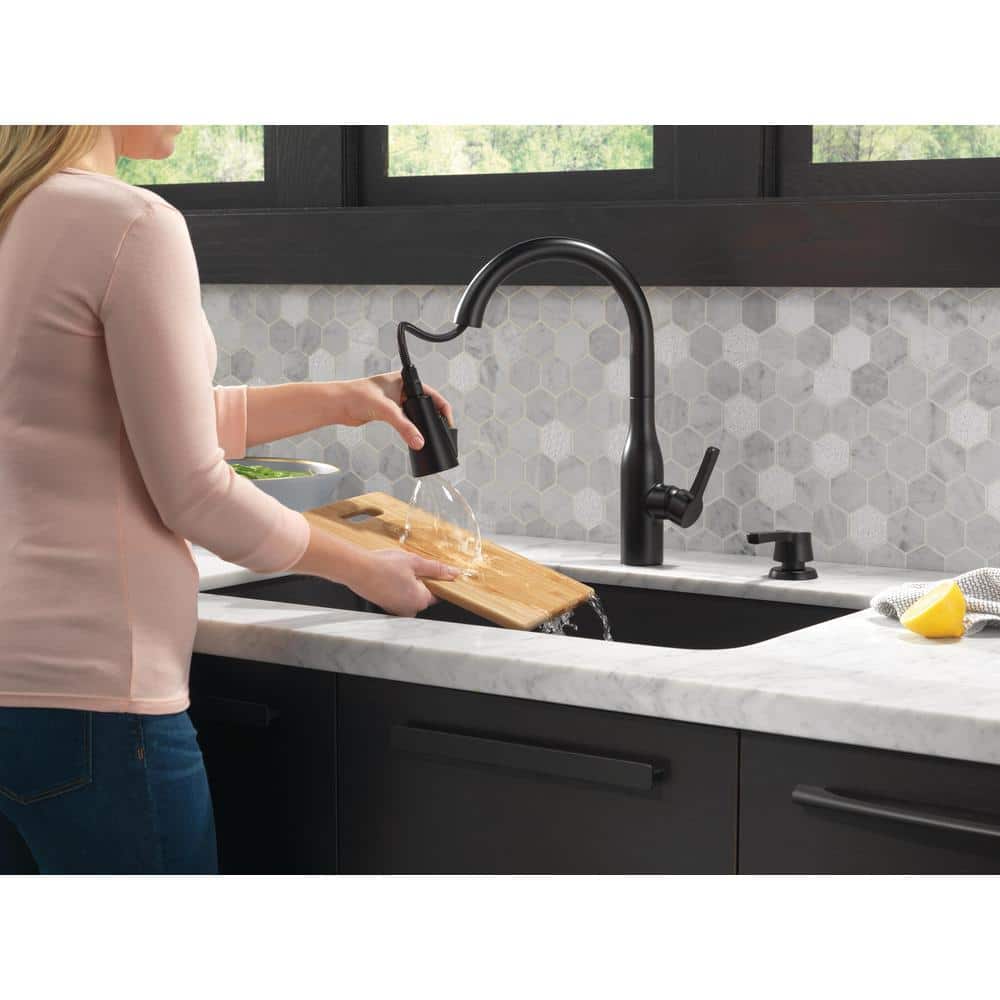Matte Black Ceramic Single Handle Pull-Down Kitchen Faucet