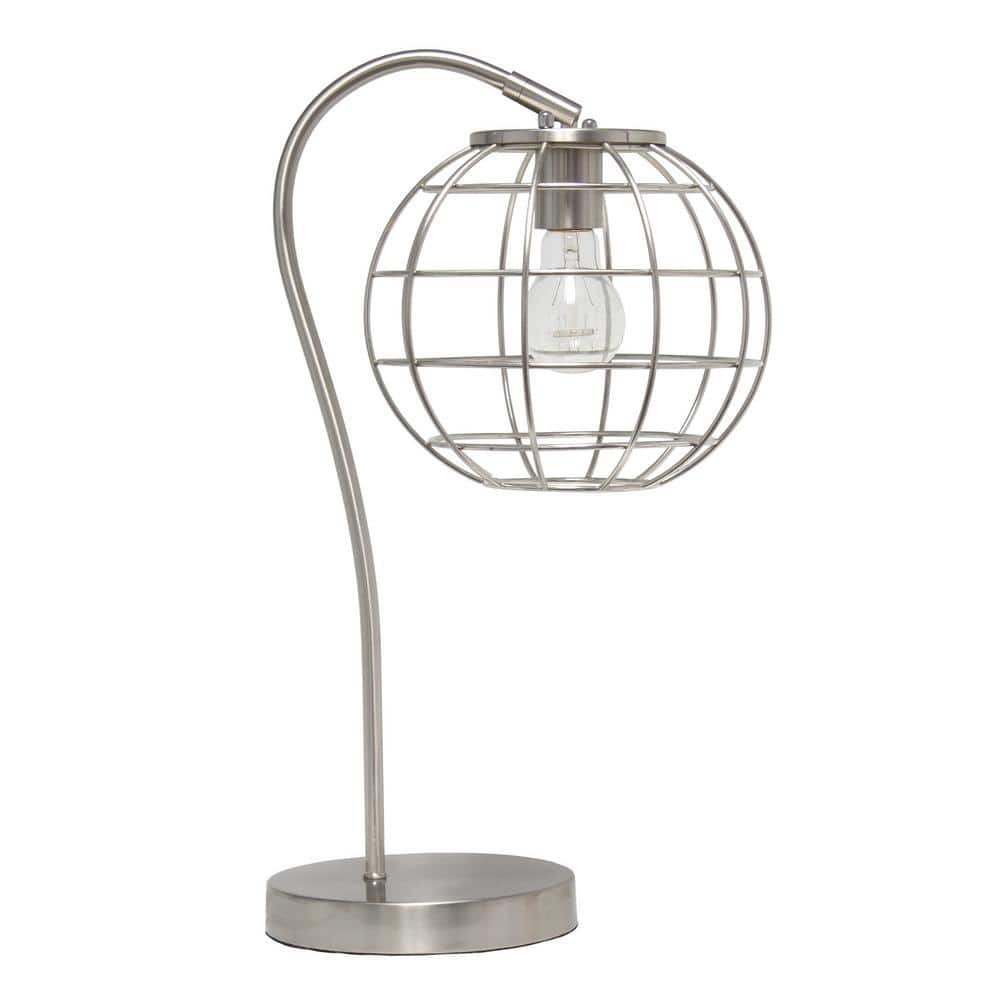 Elegant Designs 20 in. Brushed Nickel Caged In Metal Table Lamp LT2068