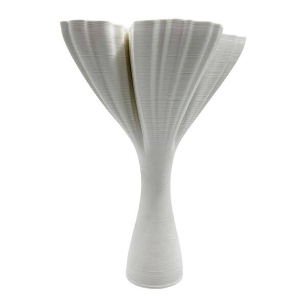 castellousa White 15 in. Tall White Ceramic Cylinder Abstract Vase