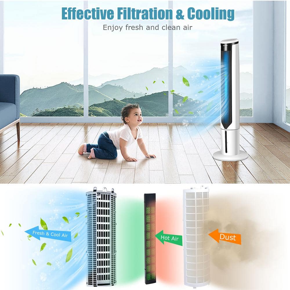 41" White ABS Evaporative Air Cooler with Remote Control