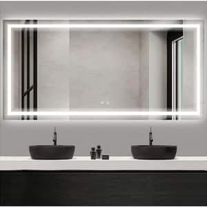 72 in. W x 36 in. H Rectangular Frameless Anti-Fog LED Wall Bathroom Vanity Mirror in Silver