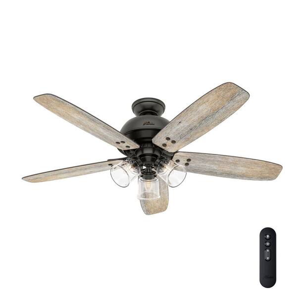 Hunter Deermont 52 in. LED Indoor Noble Bronze Ceiling Fan with Light and Remote Control