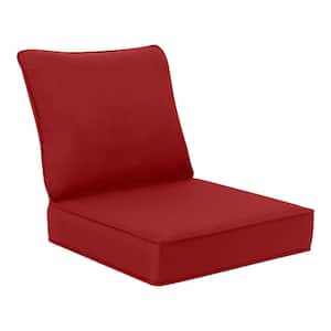 24 in. x 24 in. Two Piece Deep Seating Outdoor Lounge Chair Cushion in Chili