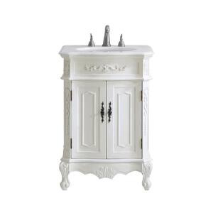Simply Living 24 in. W x 21 in. D x 35 in. H Bath Vanity in Antique White with Beige Marble Top