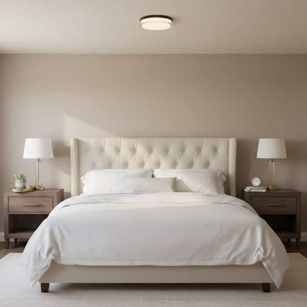 12 in. Black LED Flush Mount Ceiling Light, 24W 3-Color Temperatures for Hallway Bathroom Closet No Bulbs Included