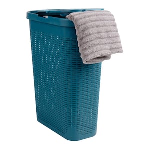 Blue 23.5 in. H x 10.4 in. W x 18 in. L Plastic Modern 40L Slim Ventilated Rectangle Laundry Room Hamper with Lid