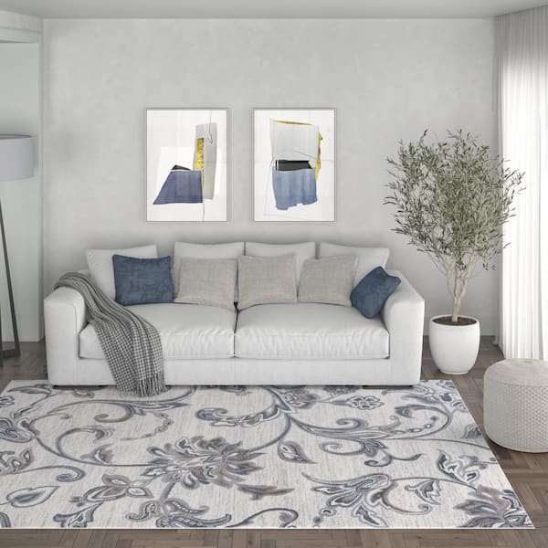 Madison Floral Cream 5 ft. x 7 ft. Indoor Area Rug