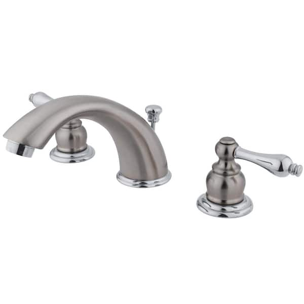 Kingston Brass Victorian 8 in. Widespread 2-Handle Bathroom Faucet in Chrome and Brushed Nickel