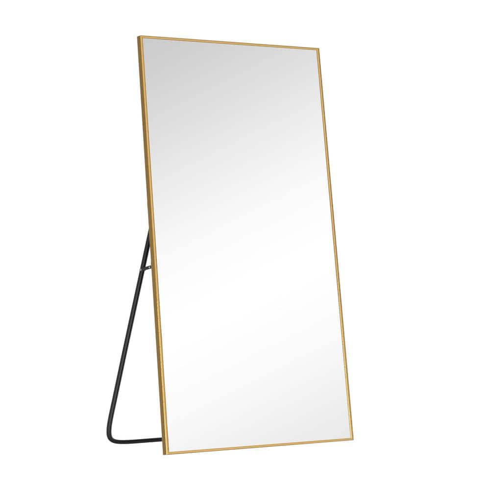 High-End Finish Gold 38 in. W x 75 in. H Rectangle Aluminum Alloy Full Leng