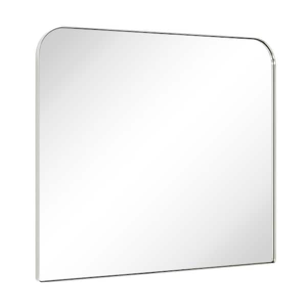 Decole 40 in. W x 34 in. H Rectangular Metal Framed Wall Mounted Bathroom Vanity Mirror in Brushed Nickel