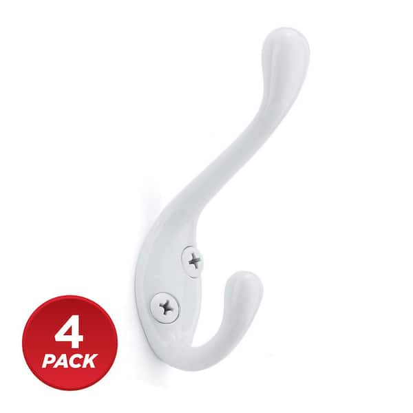 3-3/8 in. (85 mm) White Utility Wall Mount Hook (4-Pack)