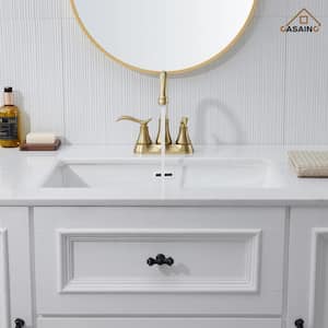 4 in. Centerset Double Handle High Arc Bathroom Faucet with 360° Swivel Spout, Stainless Steel Drain in Brushed Gold