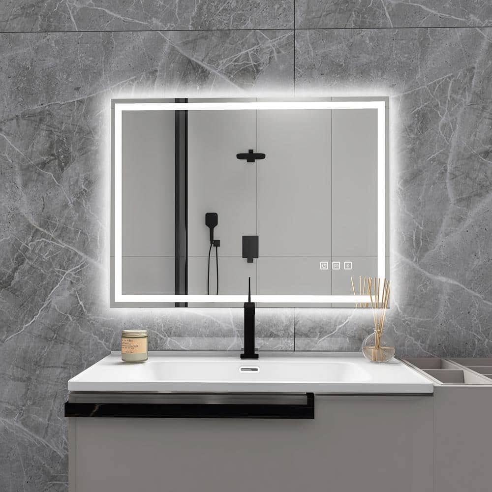 24 in. W x 32 in. H Large Rectangular Frameless Wall-Mount Anti-Fog LED Lig