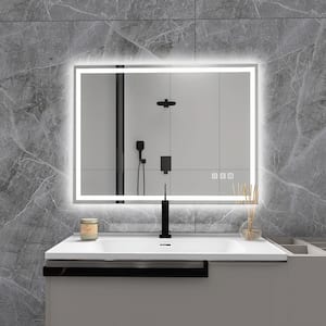 24 in. W x 32 in. H Large Rectangular Frameless Wall-Mount Anti-Fog LED Light Bathroom Vanity Mirror